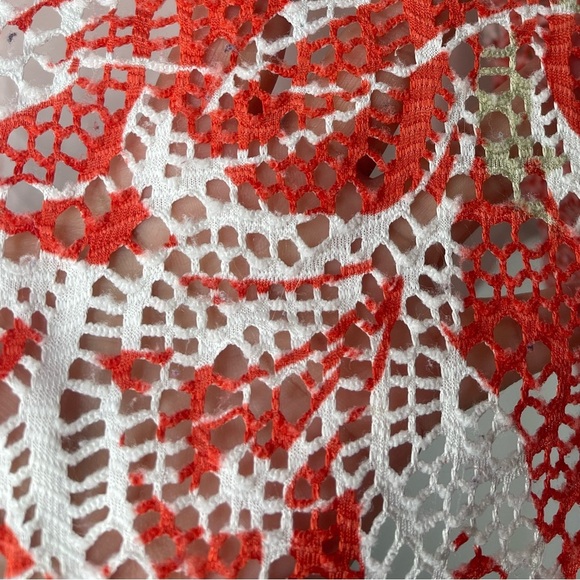 New Directions Curvy Orange White Lace Sleeveless Floral Print Blouse Tunic 1X - Picture 7 of 14